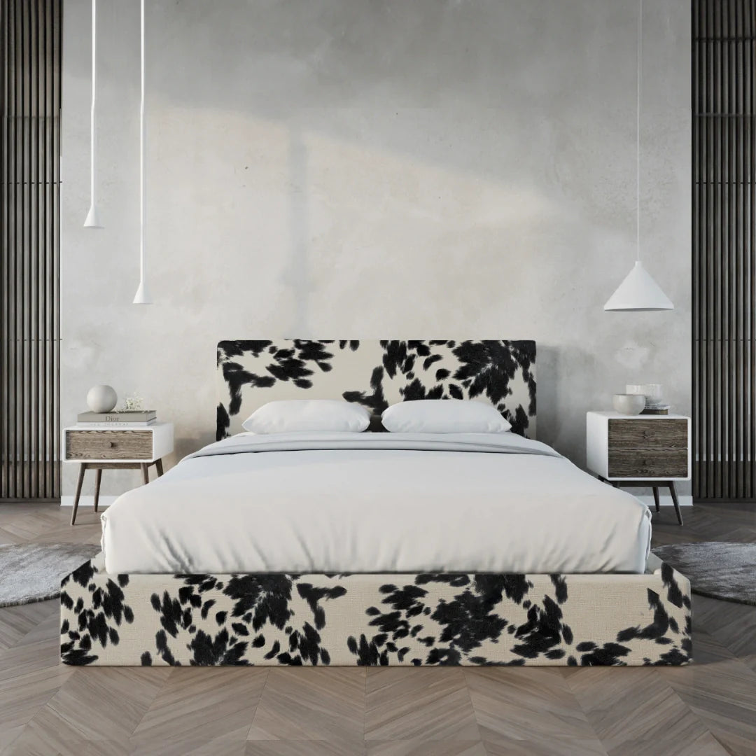 Classic Bed Set: Bed Frame + Headboard | Vegan Cowhide