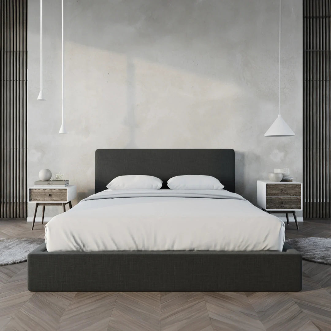 Classic Bed Set: Bed Frame + Headboard | Charcoal